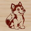 Husky Vector Art A Siberian Husky dog sitting on its haunches, illustrated in vector art.