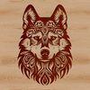 Intricately Designed Dog Head Vector Art A portrait illustration of a Siberian Husky dog's head with intricate facial features.