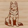 Digital Husky Clip Art Design An illustration of a Siberian Husky sitting calmly on its hind legs.