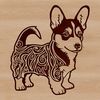 A vector illustration of a standing Welsh Corgi dog breed, suitable for digital design projects.