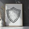 Decorative Shields in Digital Vector Format A decorative shield design made from vector lines and shapes, suitable for various digital applications.