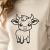 Cute Cow and Calf Line Art A simple line drawing of a full-body cow with a calf standing alongside.