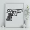 A detailed illustration of a pistol, suitable for cutting with a Cricut or laser cutter.