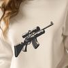 An SVG graphic representation of a firearm, ideal for use in digital artwork and commercial designs.