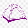 A simple illustration of a modern tent with a spacious interior and collapsible frame.