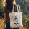Whimsical Hand-Drawn Floral Design Illustration A hand-drawn illustration of a single wild flower with petals and center in a detailed design.