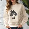 A stylized illustration of palm trees set against a simple background.