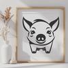 Pig Stencil In SVG, PNG, PDF And DXF File Formats