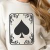 Illustrative Playing Cards with Bold Line Art A set of stacked playing cards with suits and numbers illustrated in bold lines.