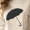 Simple Umbrella Icon in White A minimalist silhouette of an umbrella on a white background.