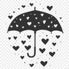 Vibrant Love Umbrella Design A colorful umbrella featuring love hearts and raindrops, designed as a digital vector graphic.