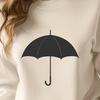 A simple line drawing silhouette of a rain umbrella.