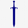 A simple black silhouette outline of a sword against a white background.
