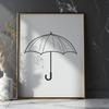 Compact and Colorful Umbrella Clip Art Design A colorful illustration of a compact umbrella with a round canopy and long handle.