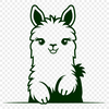 Curious Alpaca Silhouette Close-up SVG image of a curious alpaca peeking out from behind a mountain.