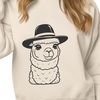 South American Camelid Illustration with Hat An illustration of a South American camelid wearing a hat.