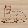 Resting Andalusian Alpaca A single alpaca resting on its haunches in a neutral background.
