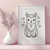 Adorable Alpaca Vector Art An adorable alpaca illustration with heart motifs, suitable for various digital formats including SVG.