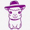 Adorable Alpaca Wearing a Chapeau A stylized illustration of a South American camelid wearing a hat.