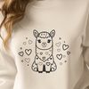 Happy Alpaca with Love Hearts Illustration A digital illustration of a happy alpaca with love hearts surrounding its face.
