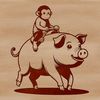 Upright Primate with Porcine Features A monkey with a pig's body standing upright on hind legs.