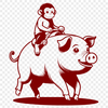 A cartoon monkey with a pig's body, created as vector art.