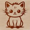 Whimsical Cartoon Feline on the Floor A cartoon cat sitting on the floor, depicted in vector format with clean lines and simple shapes.