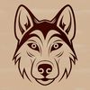 A high-quality illustration of a Siberian Husky dog's head, designed as a vector graphic.