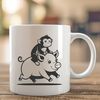 Playful Primate Pig Mosaic A colorful illustration of a monkey-pig hybrid creature in a playful pose.