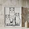 Soft Furred Alpaca Vector Art A detailed illustration of a standing alpaca with soft fur and long neck.