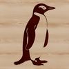 A single penguin standing on the ice with its feathers fluffed up.