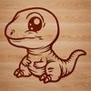 A prehistoric baby dinosaur illustration in vector format, suitable for cutting machines and laser cutters.