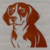 Cute Brown Beagle Head Illustration A detailed illustration of a Beagle's head, featuring a brown-coated dog with floppy ears.