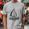 Clean Line Boat Design SVG A simple boat design with clean lines and basic shapes, suitable for vector graphics projects.