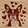 Free Vector Dog Illustration with Heart Symbols Boston Terrier breed dog with heart symbols on its head, ideal for clip art projects.