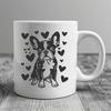Friendly Canine Companion with Heart Symbols A friendly Boston Terrier sitting with heart symbols surrounding its face.