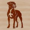 A standing Boxer dog with its distinctive facial features and smooth coat.