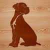 Sitting Dog Breed Illustration An illustration of a sitting dog breed, specifically a Boxer, with a detailed design suitable for digital crafting.