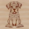 Beautiful Boxer Dog Breed Vector Illustration A seated dog breed known as a Boxer with ornate features.