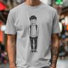 Child Portrait in Outline Style Young boy illustration in simple lines.