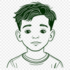 A simple illustration of a young boy depicted in flat design style.