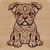 Adorable Bulldog Illustration A cartoon-style illustration of a sitting Bulldog with ornate details.