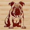 Wrinkled Bulldog Illustration An illustration of a seated bulldog with wrinkled skin and a flat face.