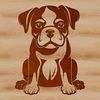 A stylized digital illustration of a seated bulldog.