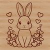 Adorable Rabbit with Love Hearts A cute rabbit sitting on its haunches with love hearts surrounding it.