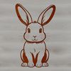 Whimsical Easter Bunny Icon A cartoon rabbit sitting on its haunches with front paws together.