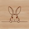 Beautiful Rabbit Face Vector A white rabbit's head is peeking out from behind a colorful bouquet.