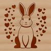 Whimsical White Bunny A white rabbit sitting with love hearts surrounding its body.