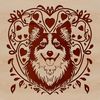 Lovely Sheltie Illustration A stylized illustration of a Shetland Sheepdog's head featuring ornate details.