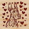 Stylized Dog Silhouette with Love Hearts A large breed dog with a gentle expression, represented in a stylized vector format featuring love hearts.